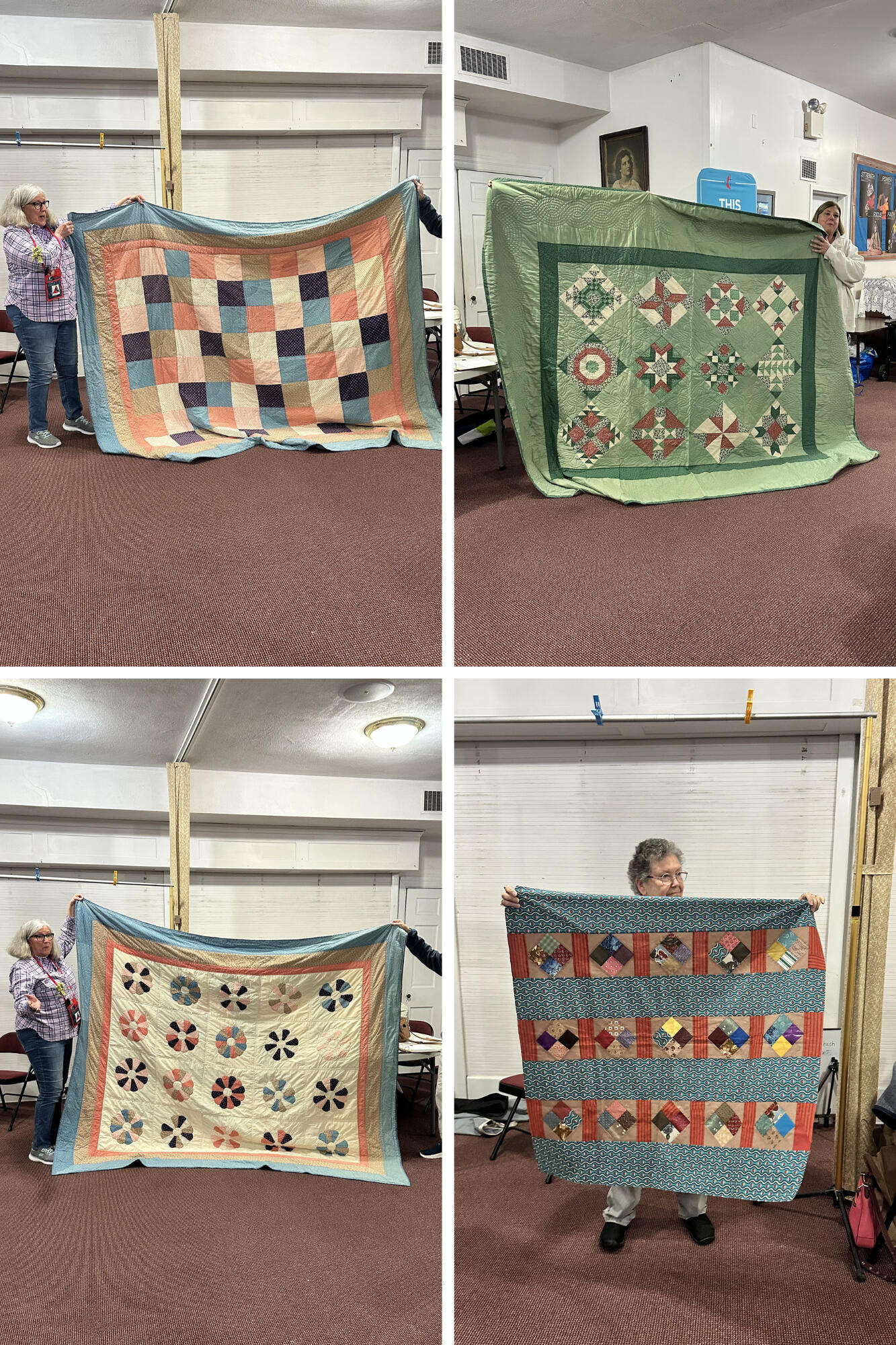 Challenge April 2026 bring in your first or worst quilt. See a hint of colors available in the late 1900s! Geez. Hey wait a minute we were alive then haha.